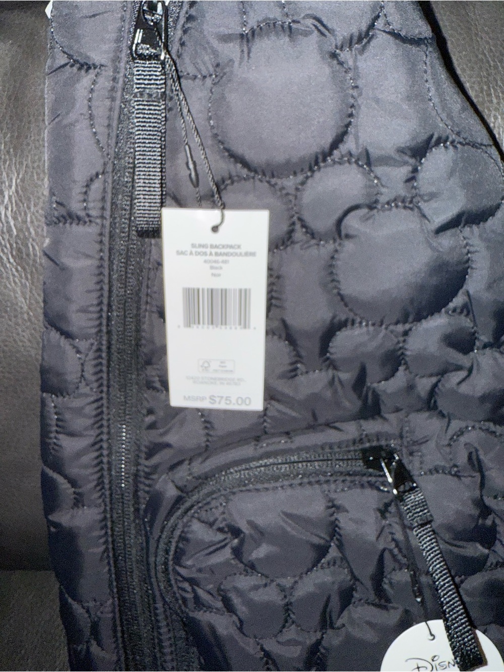 Disney x Vera Bradley Quilted Black Crossbody Sling Bag - Picture 2 of 5